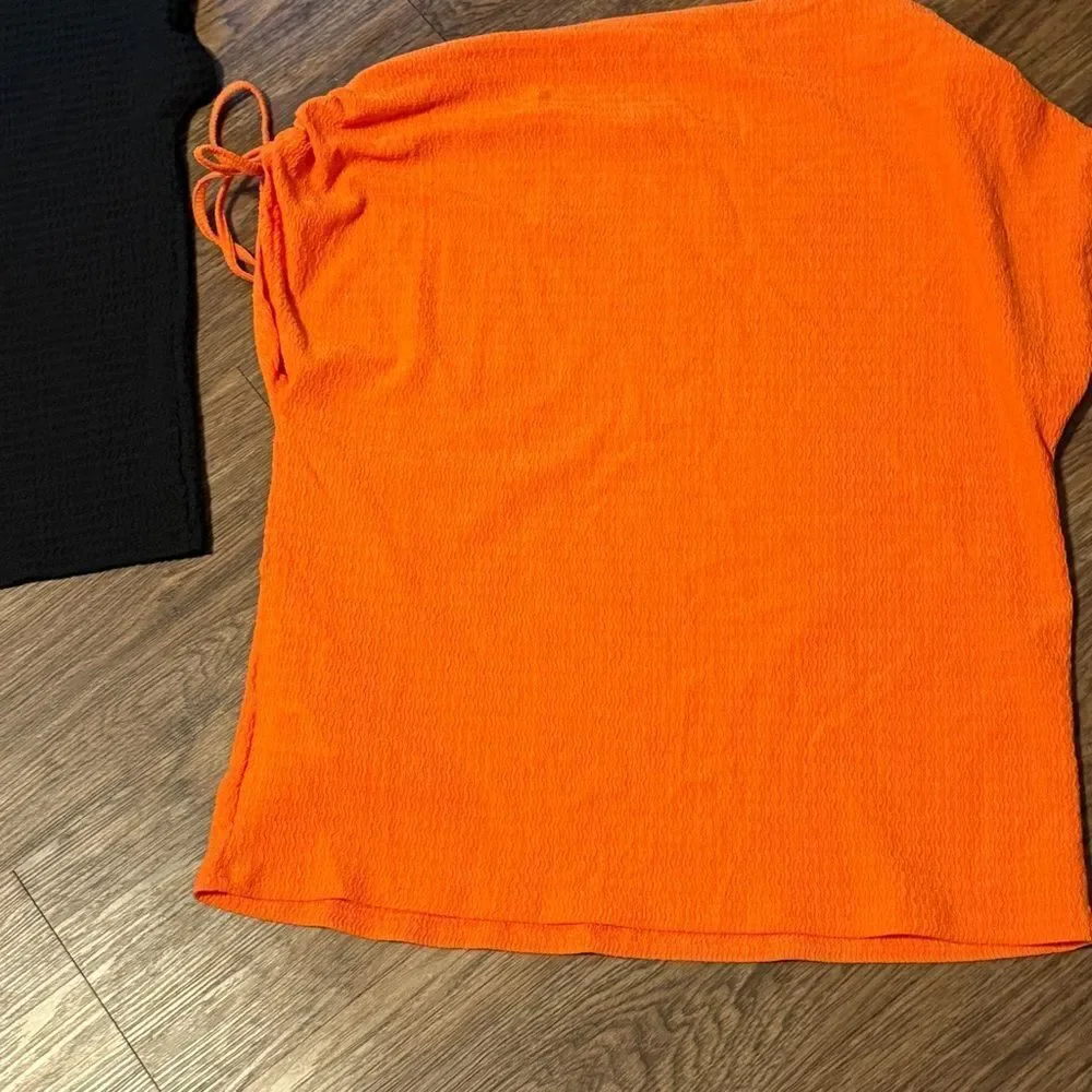 SHEIN Off shoulder Orange Textured Blouse Size Medium